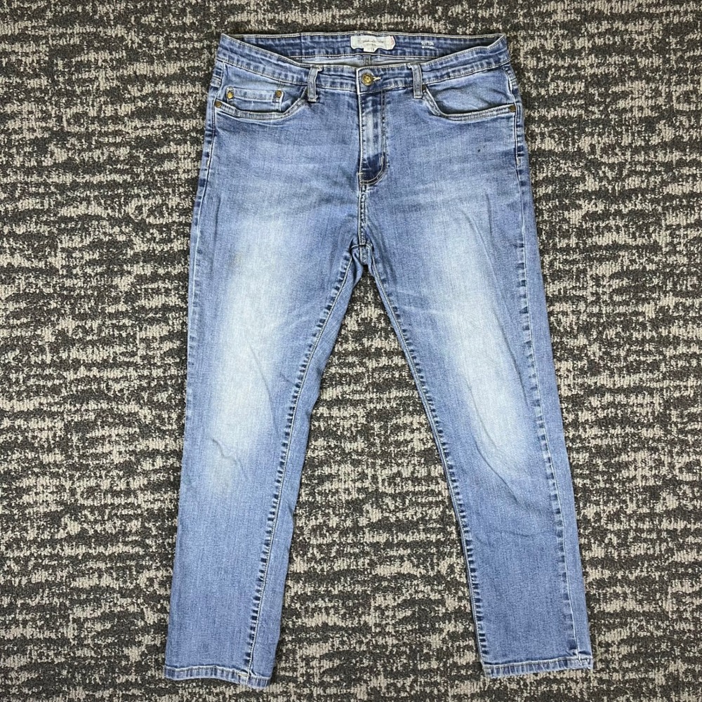 English Laundry Sutton Jeans Mens 34x30 Blue Slim Straight Stretch Denim EBL109